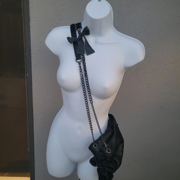 J Crew Suede Crossbody/Shoulder Purse w/ Chain Straps + Bow Tie Accents - Picture 6 of 16